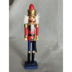 Wood Nutcracker 9" Painted Wood Christmas Xian Ju Zeqing Art Good Condition